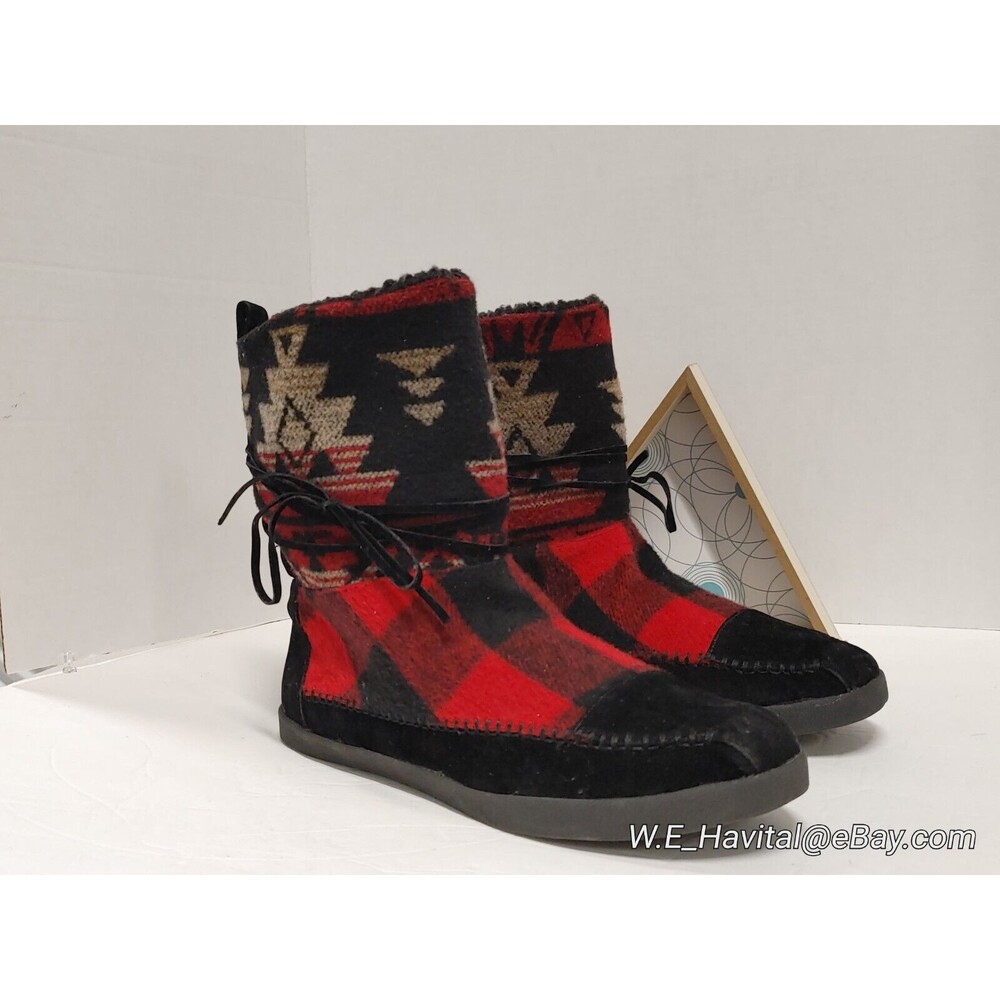 Madden Girl© Jackmen™ Aztec/Flannel  Mid-Calf Boot in BLK/RED/SAND Size US 10